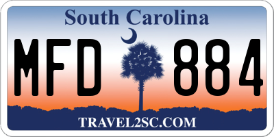 SC license plate MFD884