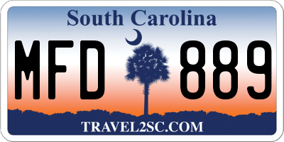 SC license plate MFD889