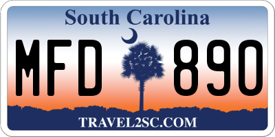 SC license plate MFD890