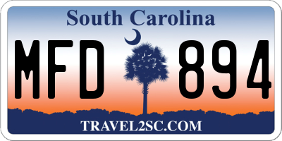 SC license plate MFD894