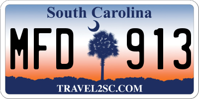 SC license plate MFD913