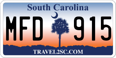 SC license plate MFD915