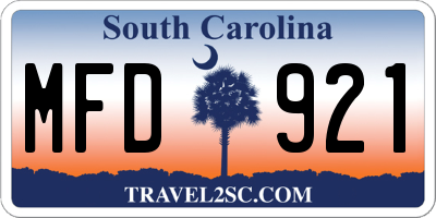 SC license plate MFD921