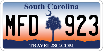 SC license plate MFD923