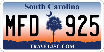 SC license plate MFD925