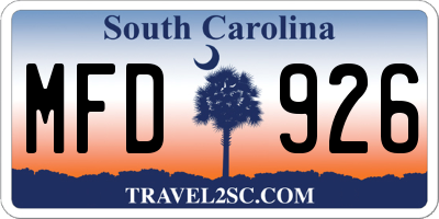 SC license plate MFD926