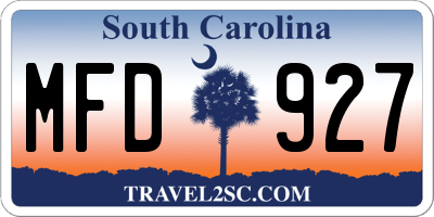 SC license plate MFD927