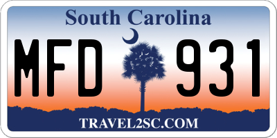 SC license plate MFD931