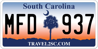 SC license plate MFD937