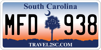 SC license plate MFD938