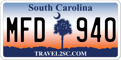 SC license plate MFD940
