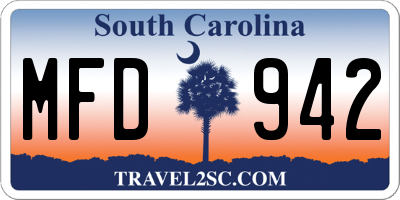 SC license plate MFD942