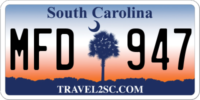SC license plate MFD947