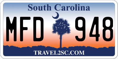 SC license plate MFD948