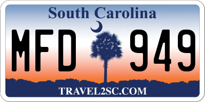 SC license plate MFD949