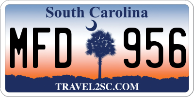 SC license plate MFD956