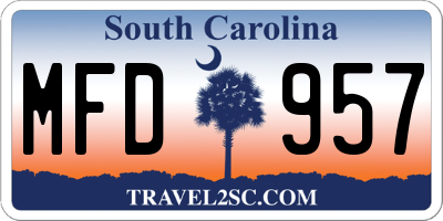 SC license plate MFD957