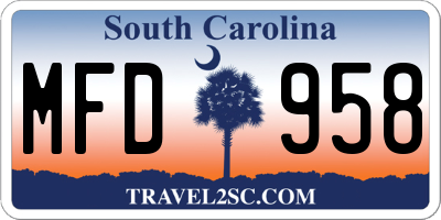 SC license plate MFD958