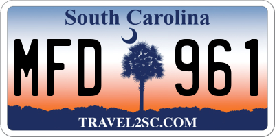 SC license plate MFD961