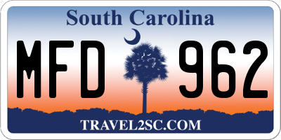 SC license plate MFD962