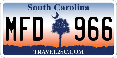 SC license plate MFD966