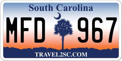 SC license plate MFD967