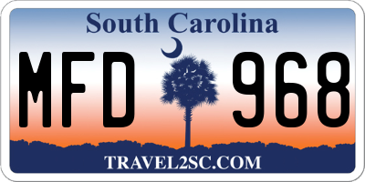 SC license plate MFD968