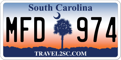 SC license plate MFD974