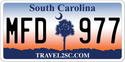 SC license plate MFD977