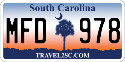 SC license plate MFD978