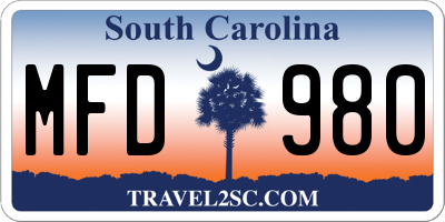 SC license plate MFD980