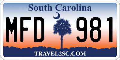 SC license plate MFD981
