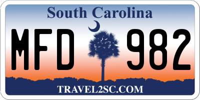 SC license plate MFD982