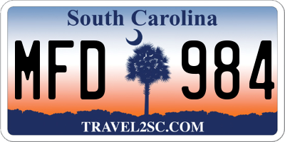 SC license plate MFD984
