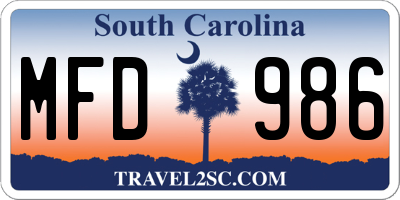 SC license plate MFD986