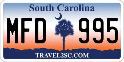 SC license plate MFD995
