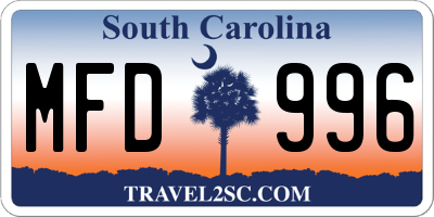 SC license plate MFD996