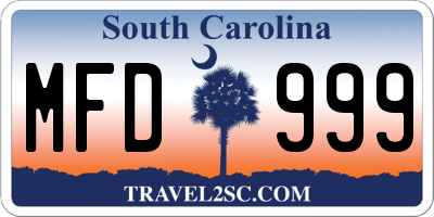 SC license plate MFD999