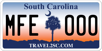 SC license plate MFE000
