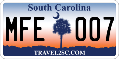 SC license plate MFE007