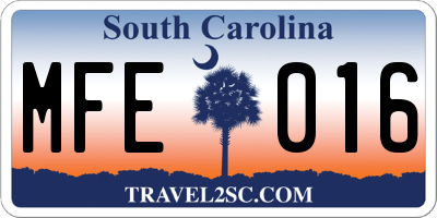 SC license plate MFE016