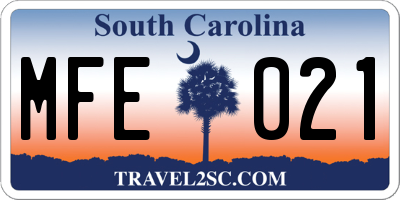 SC license plate MFE021