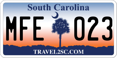 SC license plate MFE023