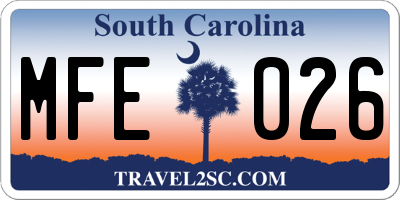 SC license plate MFE026