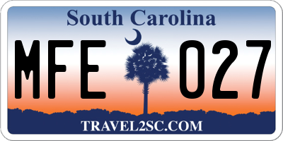 SC license plate MFE027