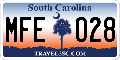 SC license plate MFE028