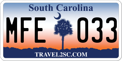 SC license plate MFE033
