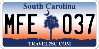 SC license plate MFE037