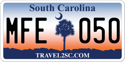 SC license plate MFE050