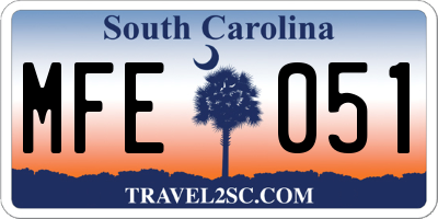 SC license plate MFE051